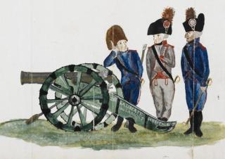 Franse soldaten door Andries Oukoop 1793